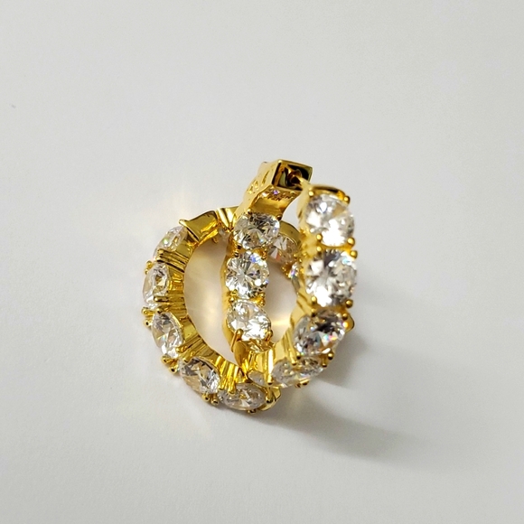 Sterling Silver 925 Gold Hoop Earrings - Picture 2 of 4